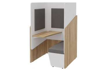 Alkovenakustik Fokuus Solo Sitzbank mit Ablage links B 100 x T 100 x H 162 cm Eiche natur
