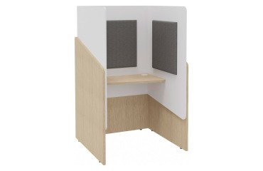 Alcôve acoustique- cabine de confidentialité Fokuus Solo tablette assis L 100 x P 100 x H 162 cm