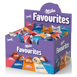 Assortiment van individuele Milka Favourites-chocolaatjes - Displaydoos 1 kg - 108 stuks