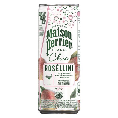 Non-alcoholic cocktail Maison Perrier Chic Roséllini peach and rosé 25 cl - 24 cans