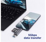 Lector de tarjetas de memoria SD y micro SD doble conexión USB-A y USB-C INTEGRAL