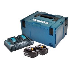 Pack Énergie Makita 18 V Li-Ion – 2 batteries + chargeur double + coffret Makpac 3