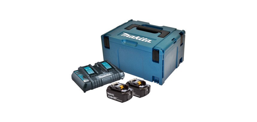 Pack Énergie Makita 18 V Li-Ion – 2 batteries + chargeur double + coffret Makpac 3