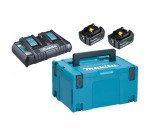 Pack Énergie Makita 18 V Li-Ion – 2 batteries + chargeur double + coffret Makpac 3
