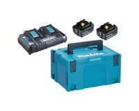 Pack Énergie Makita 18 V Li-Ion – 2 batteries + chargeur double + coffret Makpac 3
