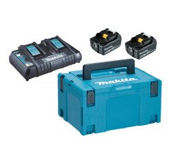 Pack Énergie Makita 18 V Li-Ion – 2 batteries + chargeur double + coffret Makpac 3