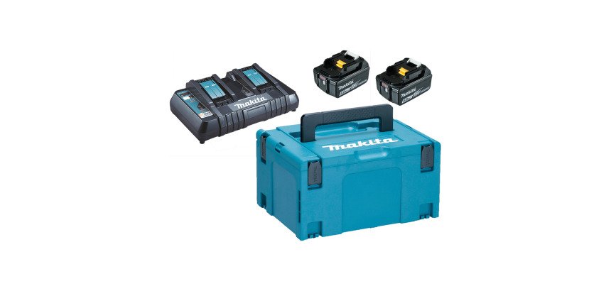 Pack Énergie Makita 18 V Li-Ion – 2 batteries + chargeur double + coffret Makpac 3