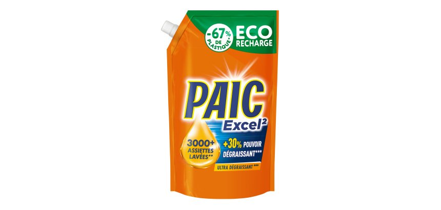 Liquide vaisselle mains Paic Excel² ultra-dégraissant - Recharge de 900 ml