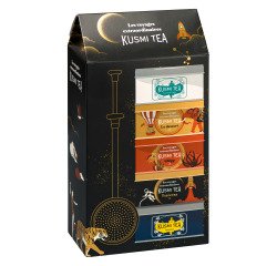 Coffret Bio Kusmi Tee, Sortiment von 5 Teedosen und Infusion + Teesieb