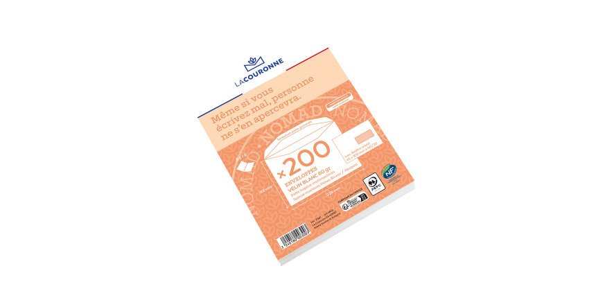 Enveloppe pour mise sous pli automatique La Couronne 80 g/m² avec fenêtre 45 x 100 mm avec patte gommée blanche - Boîte de 200