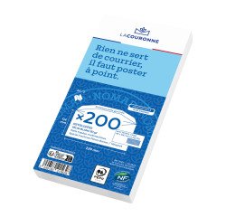 Enveloppe pour mise sous pli automatique La Couronne 80 g/m² avec fenêtre 45 x 100 mm avec patte gommée blanche - Boîte de 200