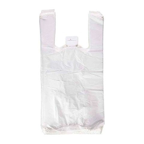 Bolsa camiseta reciclada blanca 50 micras 30x40 cm