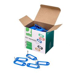 Llavero portaetiquetas Qconnect - caja de 100 - color azul