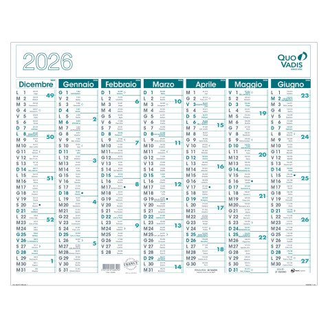 Calendario da parete 14 mesi 55 x 43 cm