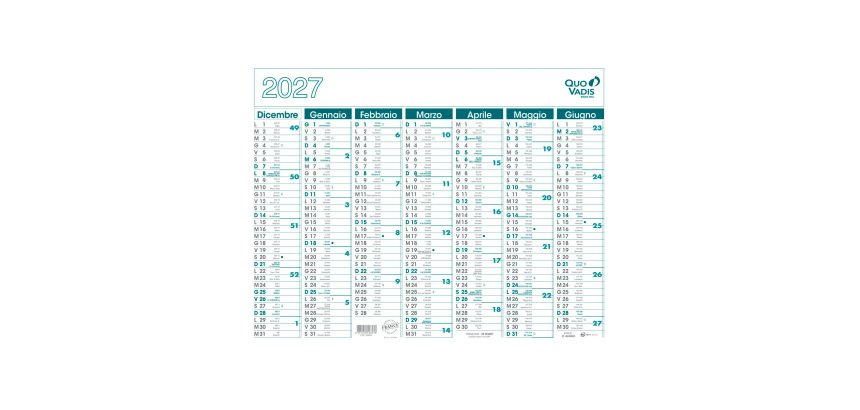 Calendario da parete 14 mesi 55 x 43 cm