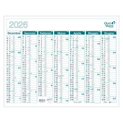Calendario da parete 14 mesi 43 x 33,5 cm