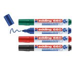 Marqueur effaçable Edding 660 pointe ogive 1,5 à 3 mm - Pochette de 4