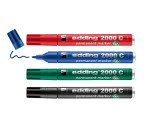 Marqueur permanent rechargeable Edding E2000C pointe ogive 1,5 mm - Pochette 4 couleurs assorties