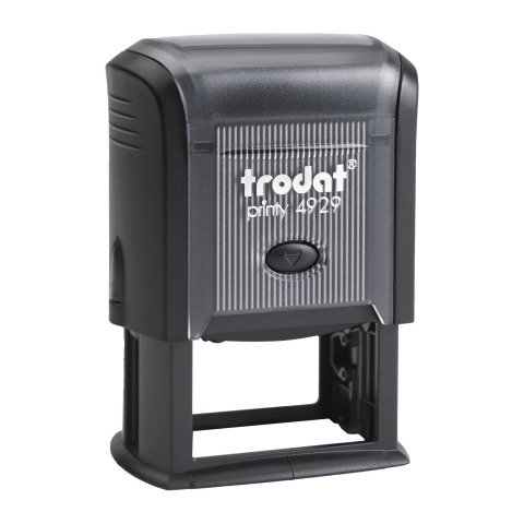 Trodat Printy 4929 Formato Grande sello con texto personalizado 6 líneas 50 x 30 mm monocromo Carcasa Roja