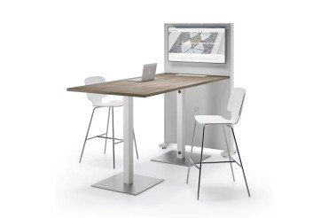 Tafel Meeting L 210 cm aluminium poot+ aluminium tv-standaard