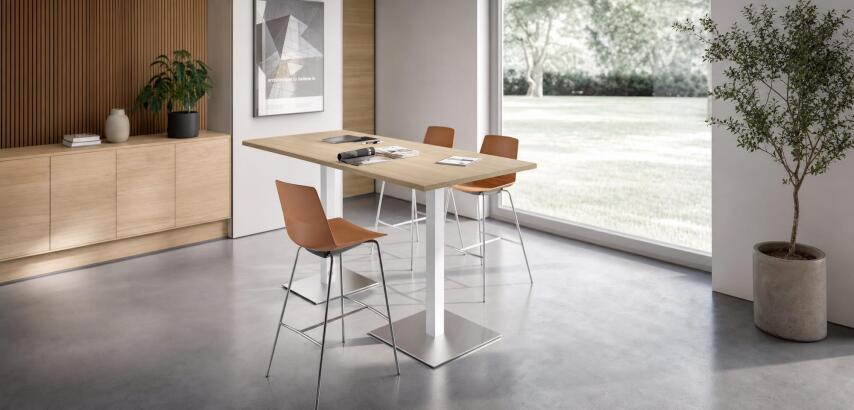 Table Meeting L 210 cm pied aluminium + support tv aluminium