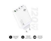 Cargador USB-C GaN 120W Carga rápida 3xUSB-C + 1xUSB-A Subblim