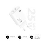Cargador USB-C GaN 25W Carga rápida 2xUSB-C Subblim