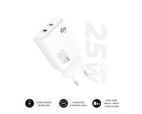 Cargador USB-C GaN 25W Carga rápida 2xUSB-C Subblim