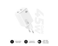 Cargador USB-C GaN 45W Carga rápida 2xUSB-C Subblim