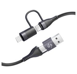 Cable 4 en 1 (USB-A/C-C/Lightning) hasta 60W Carga rápida 1m Top Subblim