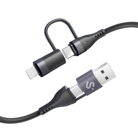 Cable 4 en 1 (USB-A/C-C/Lightning) hasta 60W Carga rápida 1m Top Subblim