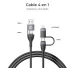 Cable 4 en 1 (USB-A/C-C/Lightning) hasta 60W Carga rápida 1m Top Subblim