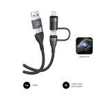 Cable 4 en 1 (USB-A/C-C/Lightning) hasta 60W Carga rápida 1m Top Subblim