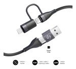 Cable 4 en 1 (USB-A/C-C/Lightning) hasta 60W Carga rápida 1m Top Subblim