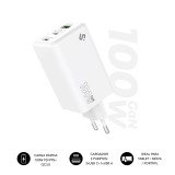 Cargador USB-C GaN 100W Carga rápida 2xUSB-C + 1xUSB-A Subblim