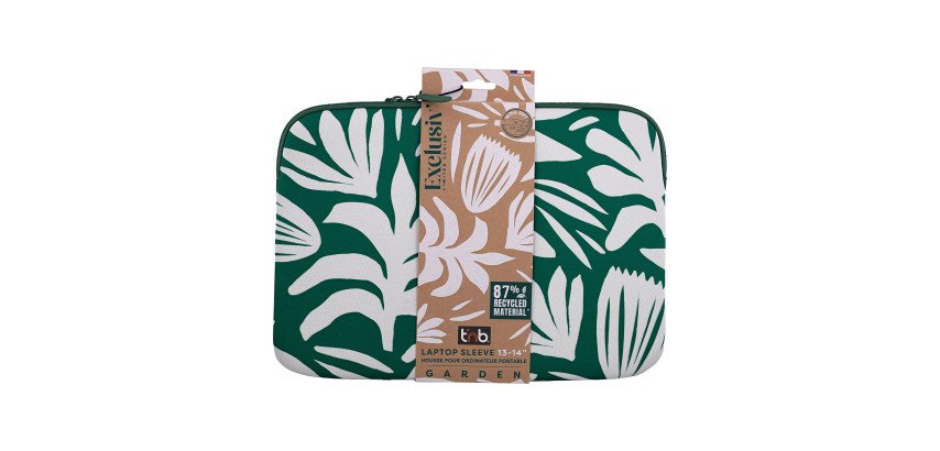 TNB Housse EXCLUSIV pour ordinateur portable 14' à feuilles fond vert