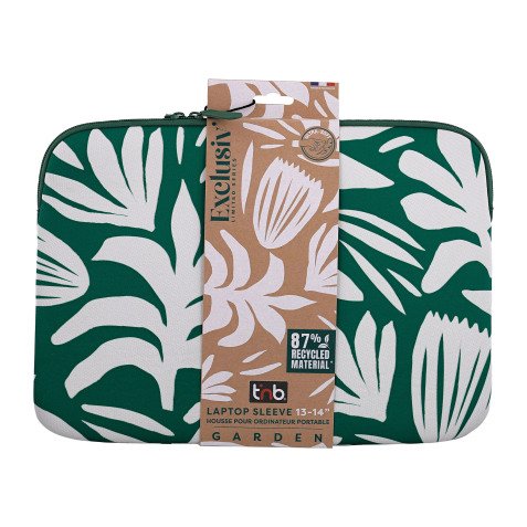 TNB Housse EXCLUSIV pour ordinateur portable 14' à feuilles fond vert