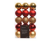 Boules de Noël incassables assorties - boîte de 30 - rouges et dorées