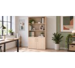 Bibliothèque bois avec portes basses Ecla H 182 x L 100 x P 46 cm