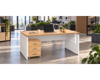 Set scrivania lineare piano rovere + cassettiera 3 cassetti rovere