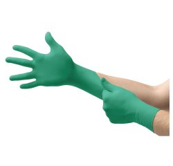 Ansell TouchNTuff™ 92-600 Disposable Nitrile Gloves, Powder-Free, Green - Box of 100 Gloves