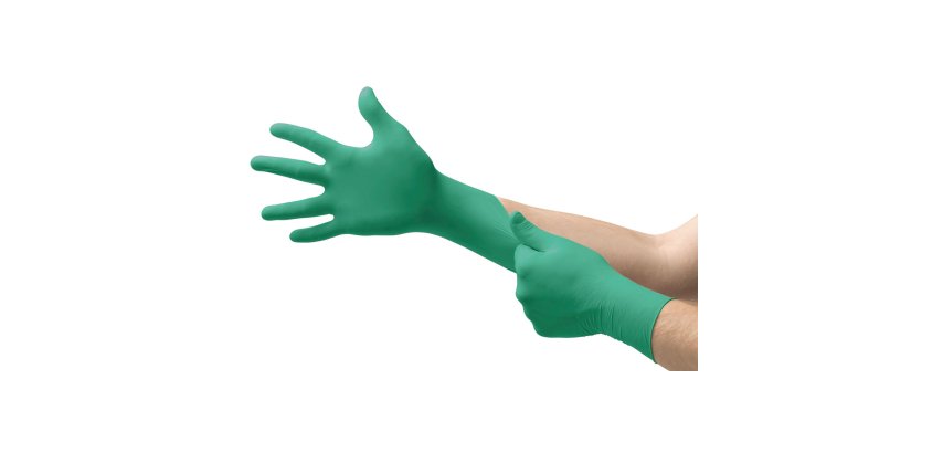 Ansell TouchNTuff™ 92-600 Disposable Nitrile Gloves, Powder-Free, Green - Box of 100 Gloves