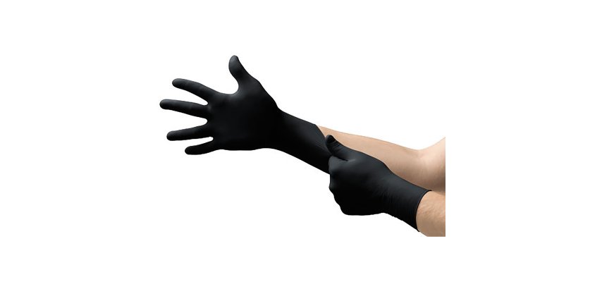 Gants jetables Microflex 93732 Ansell non poudré noirs - Boîte de 100 gants