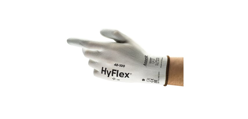 Ansell HyFlex 48-100 Multipurpose PU Work Gloves, White