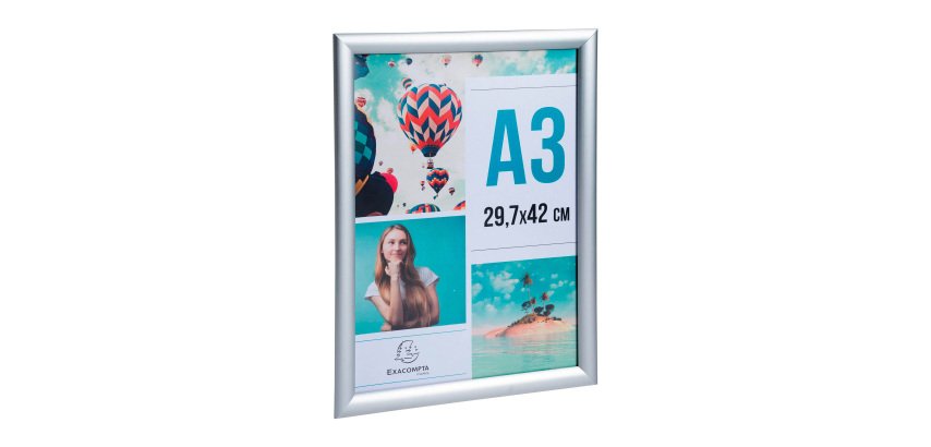 Exacompta Cornice espositiva A3 alluminio/cristal