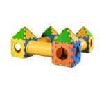 Castello a gioco modulare componibile con 4 casette e 4 tunnel