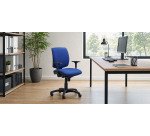 Chaise de bureau reconditionnée - assise et dossier tissu - bleu