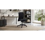 Chaise de bureau Majencia reconditionnée - assise tissu et dossier maille - noir