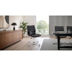 Sedia interlocutore con elevazione a gas UNISIT Aquarius AQD4/PN Vera pelle nero