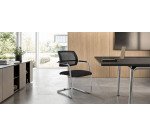 Sedia su slitta schienale in rete UNISIT Lithium LTLTN/KN Ecopelle nero